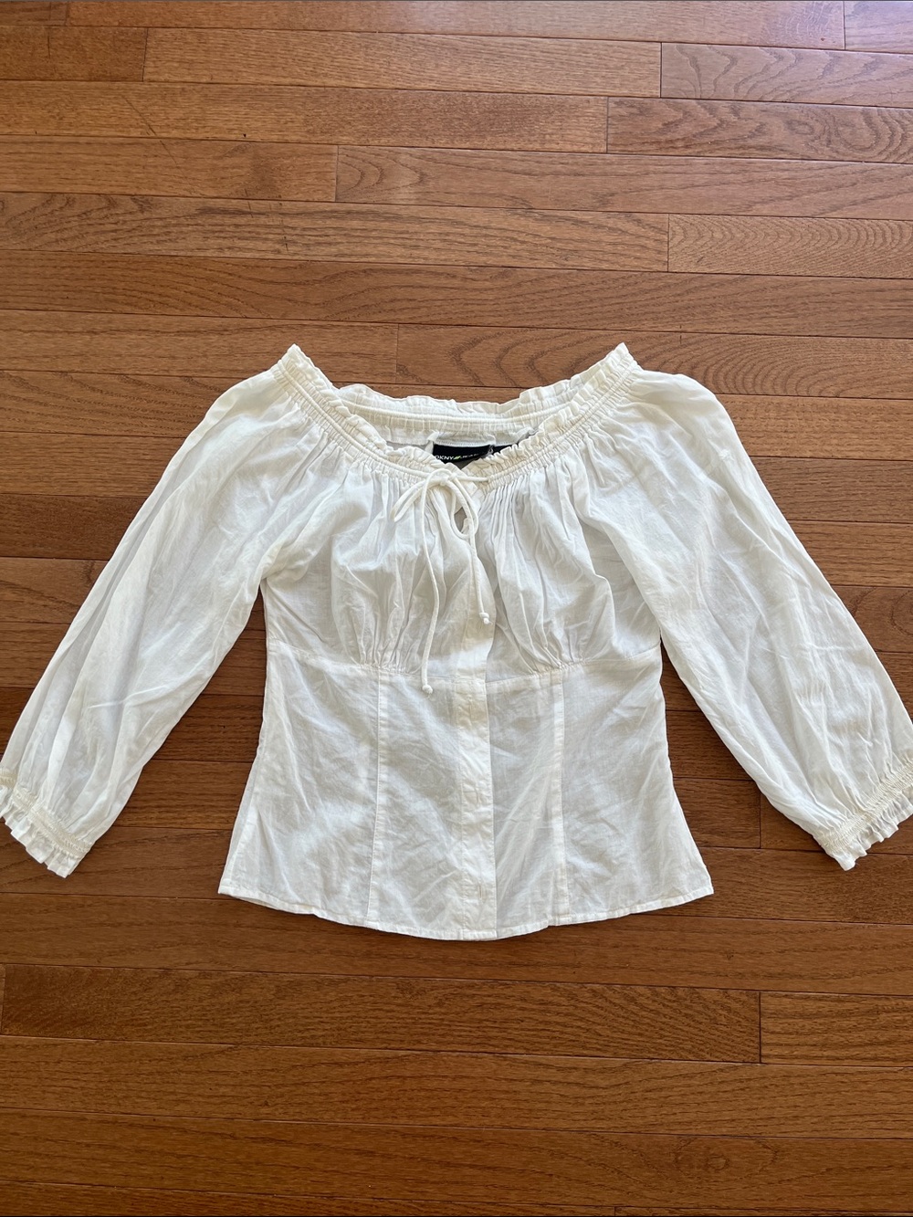 DKNY Cream Off-Shoulder Peasant Blouse